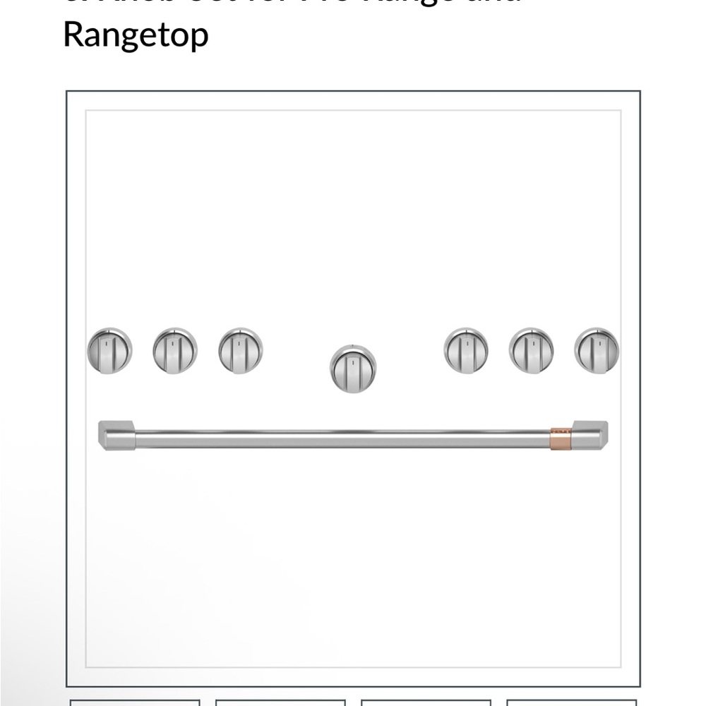 Stainless Steel Range Knobs and Handle for 36” GE Cafe Pro Range